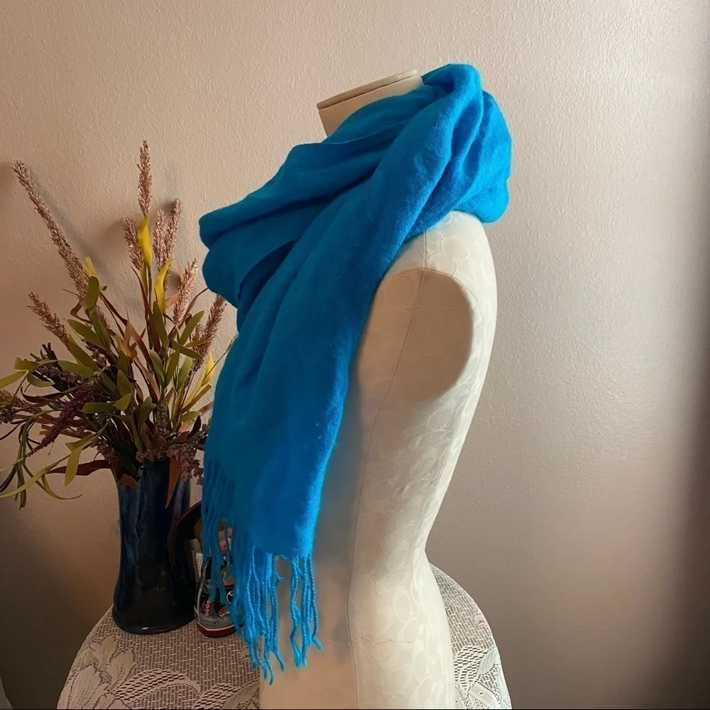 Pashmina Fringe Scarf Aqua